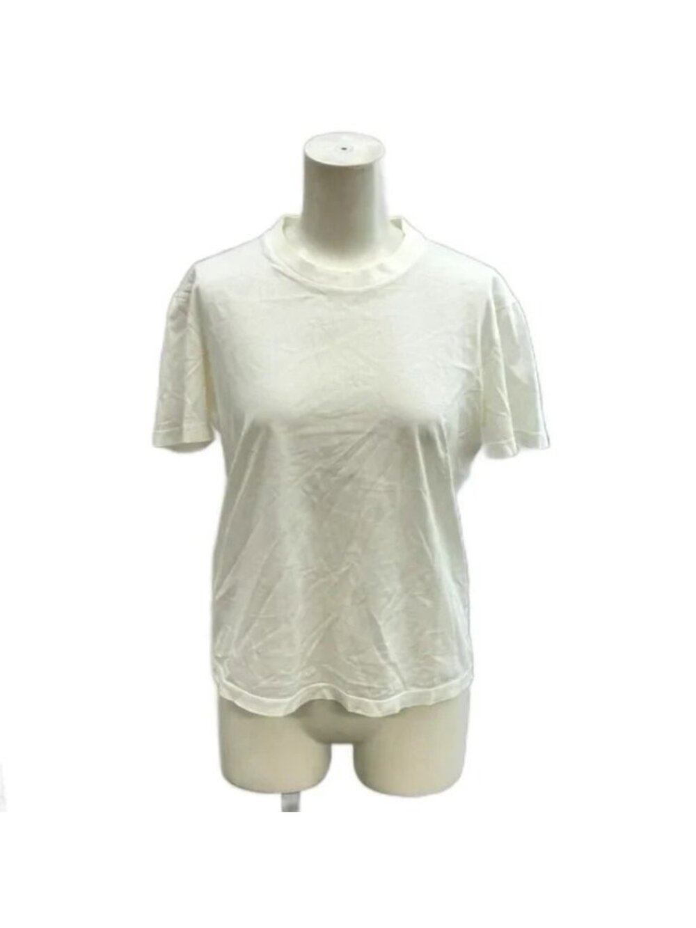 Prada T-Shirt Short Sleeve Cotton Back Triangle Logo White Crew Neck Ilk NP S